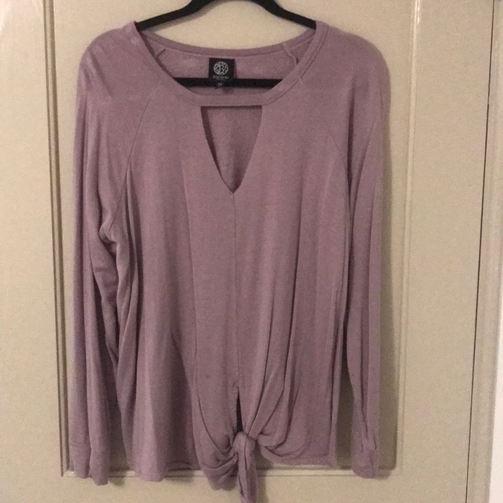 purple keyhole long sleeve shirt